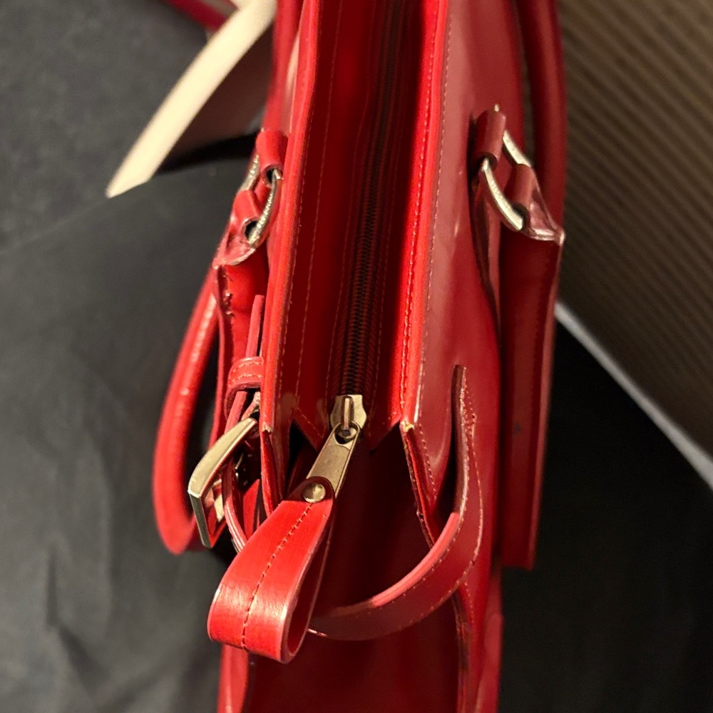 CBK Franklin Covey Deep Red Leather Tote - Picture 7 of 13